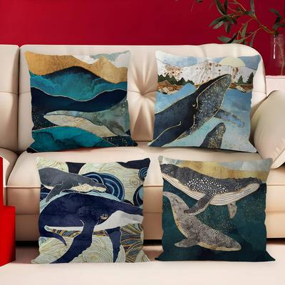 Ocean Creature Pillow Covers Cartoon Sofa Decorative Home Double-sided Printing Short Plush Cute Cushion Cover