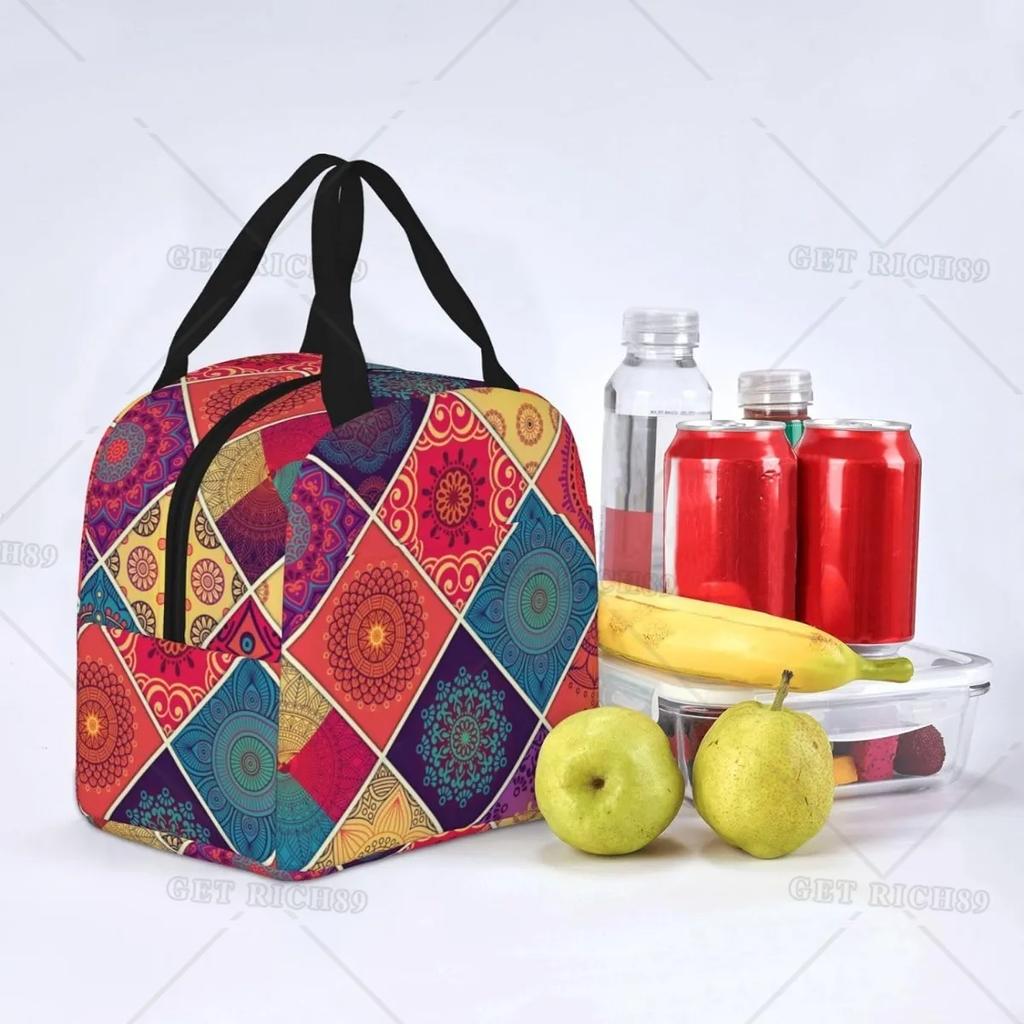 Sac à déjeuner vintage oriental mandala résistant à l'eau pour femmes, glacière isotherme pour dame, adultes, travail, université, pique-nique, plage