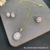 Purple Violet Czech Crystal Baroque Pearl Set Women Earrings Necklace Bracelet Trio