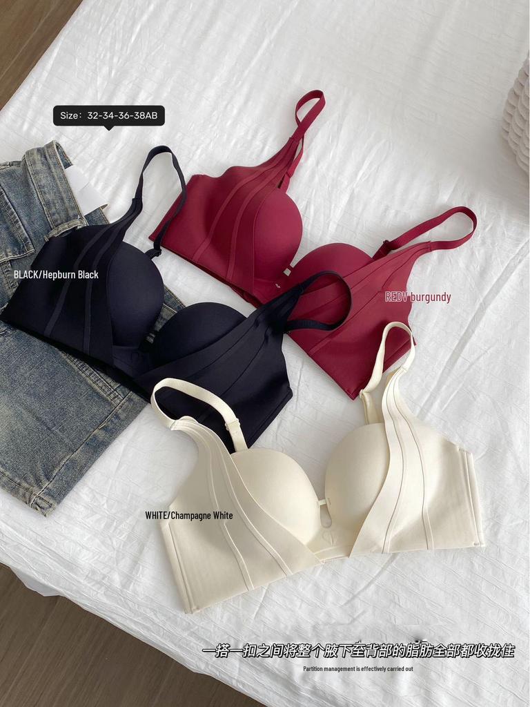 Minimalistischer japanischer nahtloser Push-Up-BH für kleine Oberweiten - Bügellos, Seitenstütze, Anti-Hänge-Effekt, reines sexy Design
