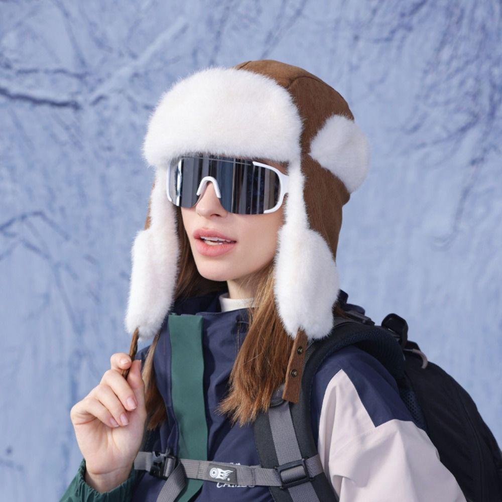 With Earflap Plush Cycling Hat Keep Warm Lei Feng Hat Multifunctional Winter Pilot Hat Men