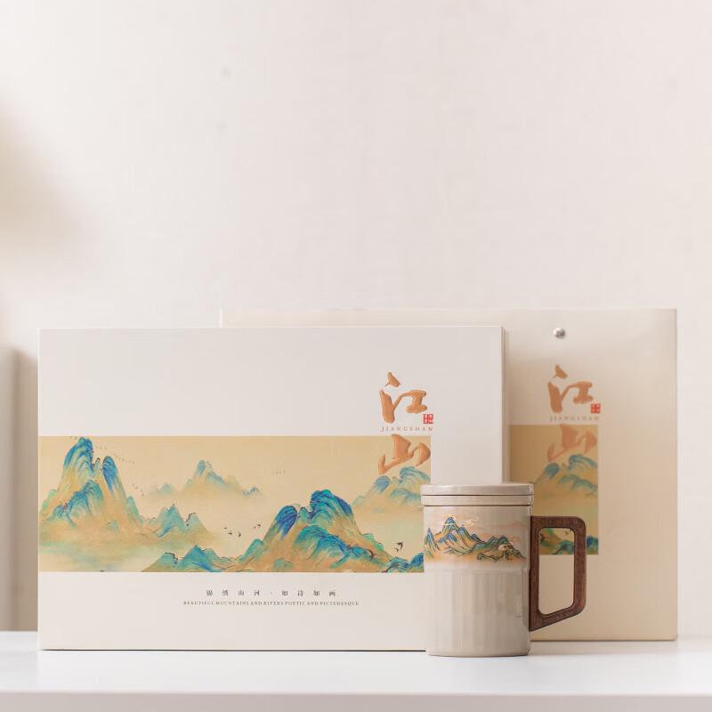 Yiyang Qianli Jiangshan Covered Ceramic Tea Cup Gift Set