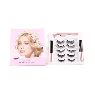 5 Pairs Magnetic Eyeliner Lashes Kit Reusable 3D Waterproof Lightweight Latex Free Magnetism Lashes with Applicator
