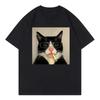 Cool Oversize Hip Hop Smoking Cat Funny T Shirts Unisex Women Cat Tshirt Round Neck Short Sleeve Tee Shirt Streetwear Tops