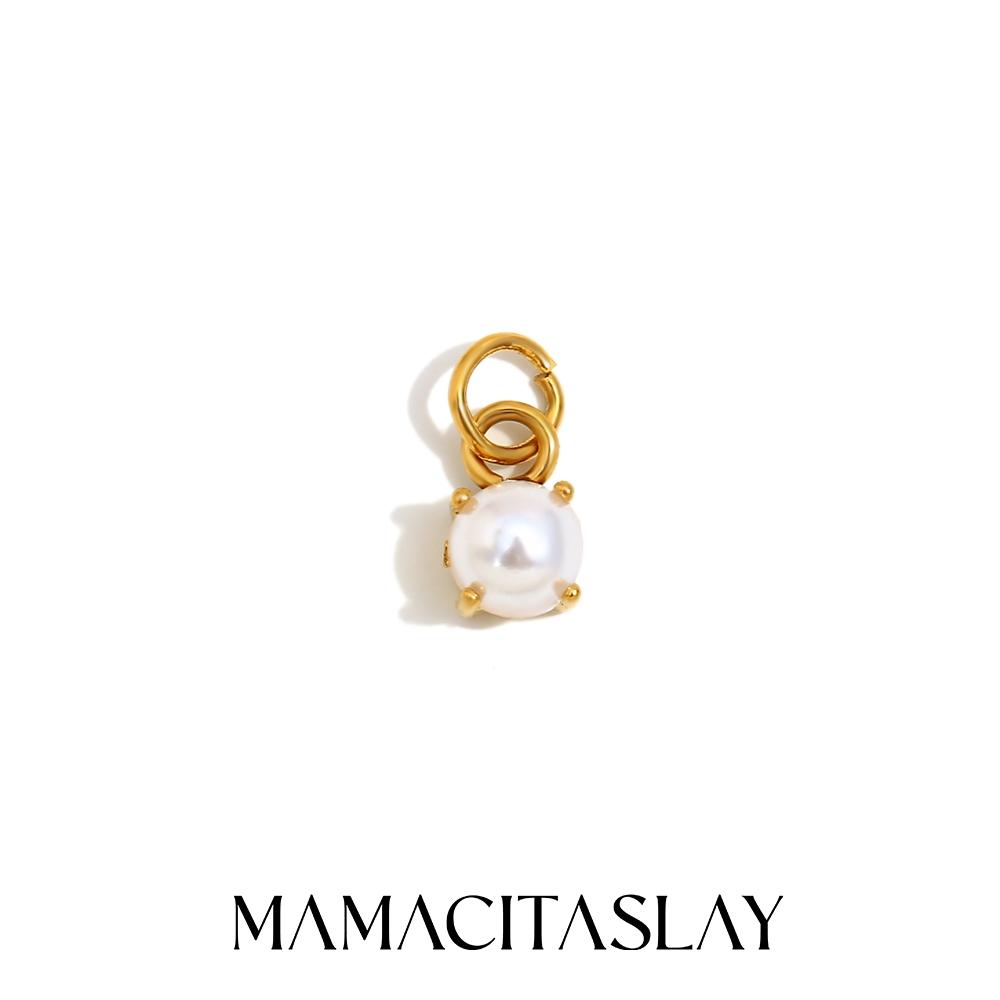 MamacitaSlay Stainless Steel Birthstone Round Charm Earrings Necklace Bracelet DIY Accessories Women's Retro Waterproof Jewelry