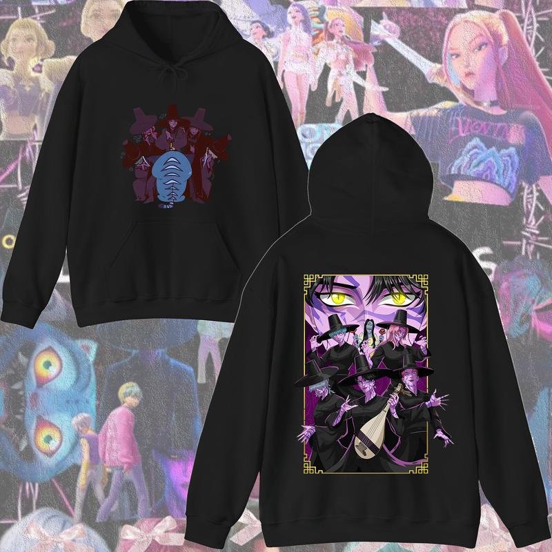KPop Devil Hunter Sweatshirt Hooded Children's Spring and Autumn Outfit Rumi Mira Zoey Cartoon Anime Girl Long Sleeved Top