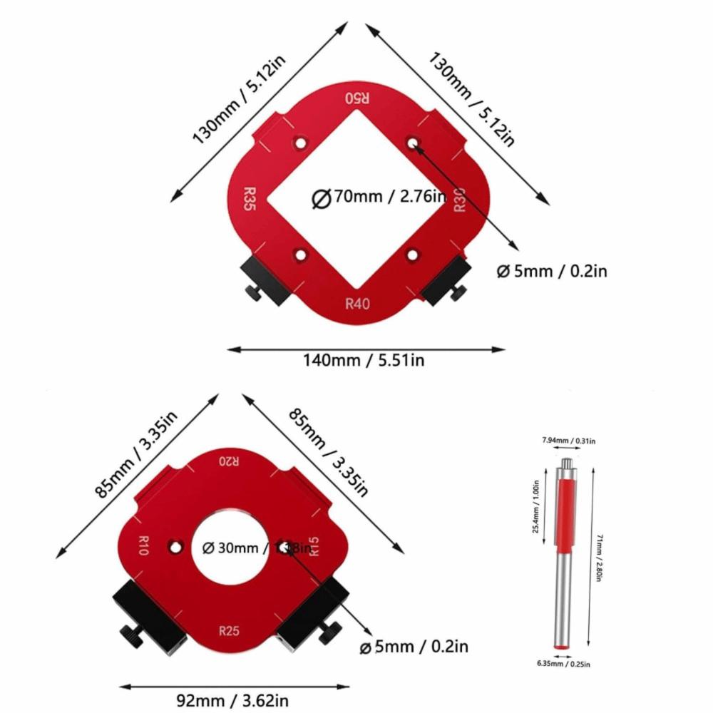 3pcs Removable Clip Radius Corner Jig Quick Positioning Corner Rounding Template  For Woodworking