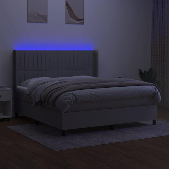 VidaXL Slat Bed Base with Mattress and LED, Upholstered Bed, Double Bed, Adult Bed for Interior Bedroom, 3138493