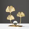 Nordic Crystal Ball Decor Rack Light Luxury Iron Maple Leaf Ornaments  Office