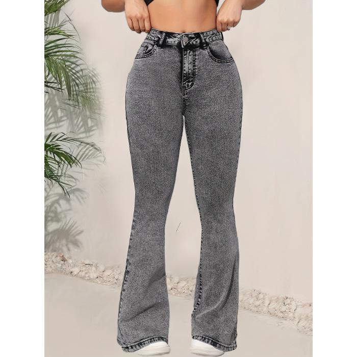 

Women s High-Waisted Micro Flare Jeans - Slimming, Slightly Elastic Bell Bottoms for Autumn 3XL темно-сірий