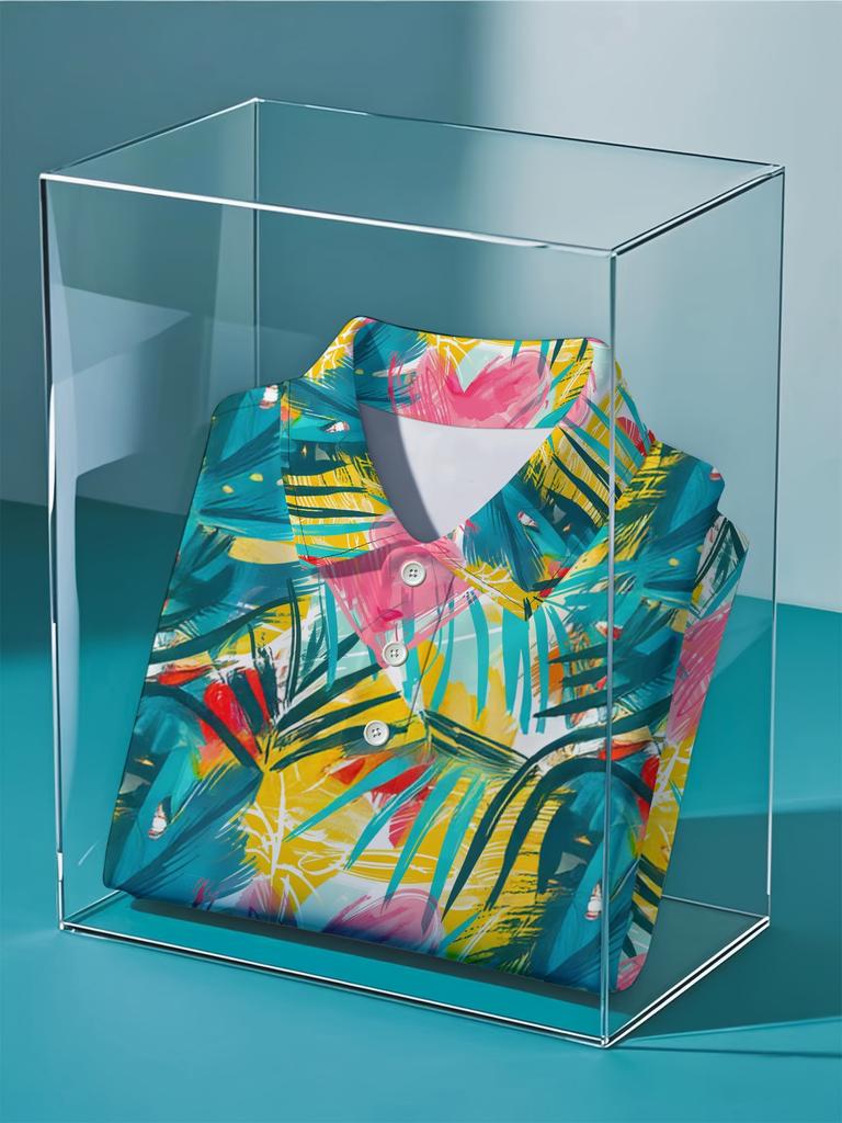 Men'S Short-Sleeve Polo Shirt with Flat Digital Print Pattern - No Texture
