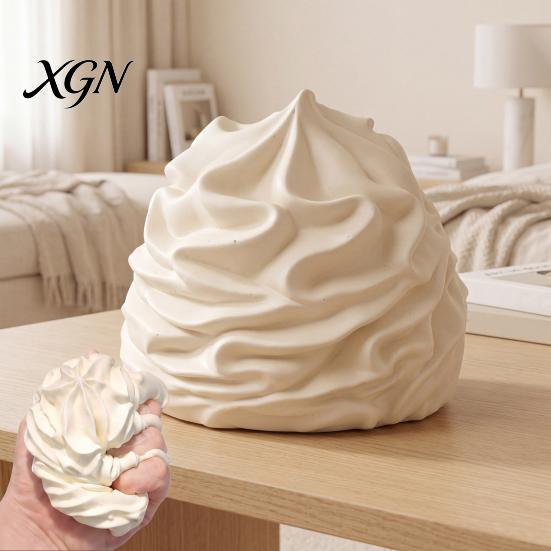 Stress Management Tool White Cream Squeeze Ball, Palm Kneading Toy, Soft Texture Decompression Hand Therapy Toy for Adults Kids, TPR Fidget