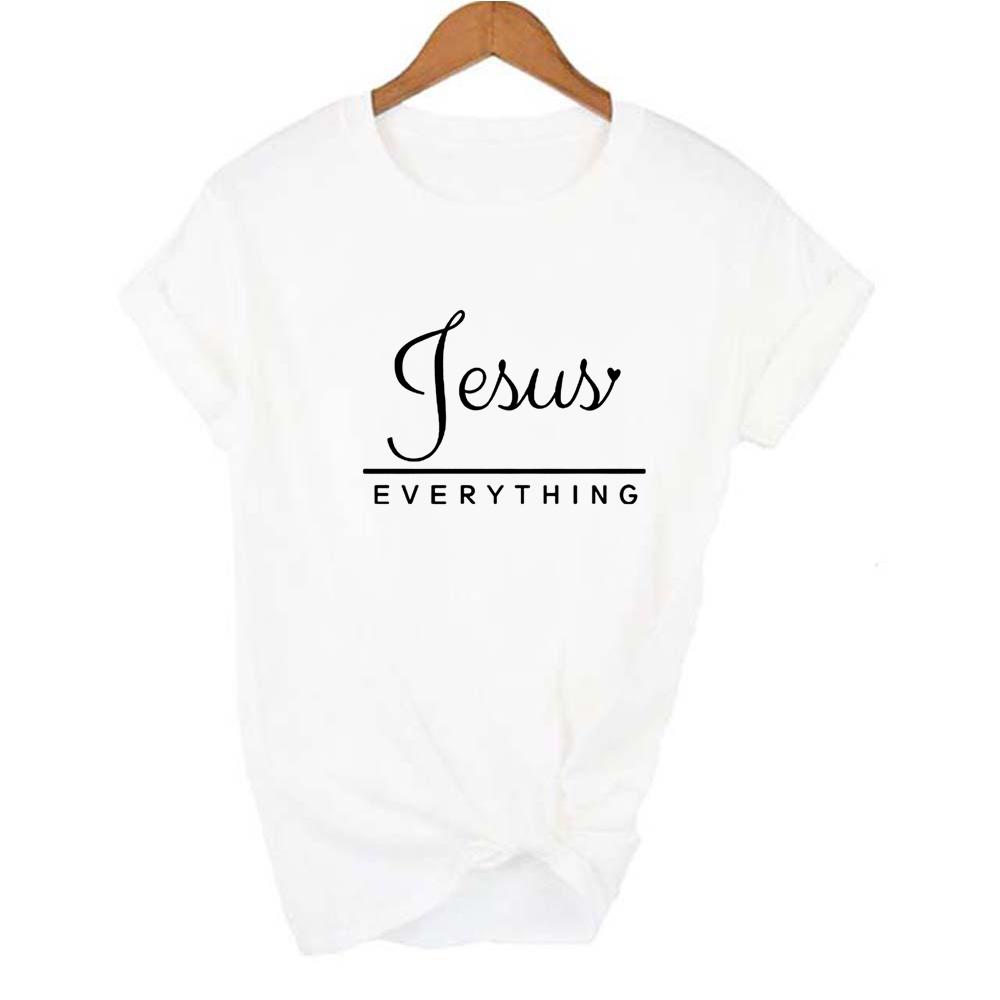Jesus Peace Print Women T Shirt God Letter Religious Summer T Shirts Graphic Tees Female