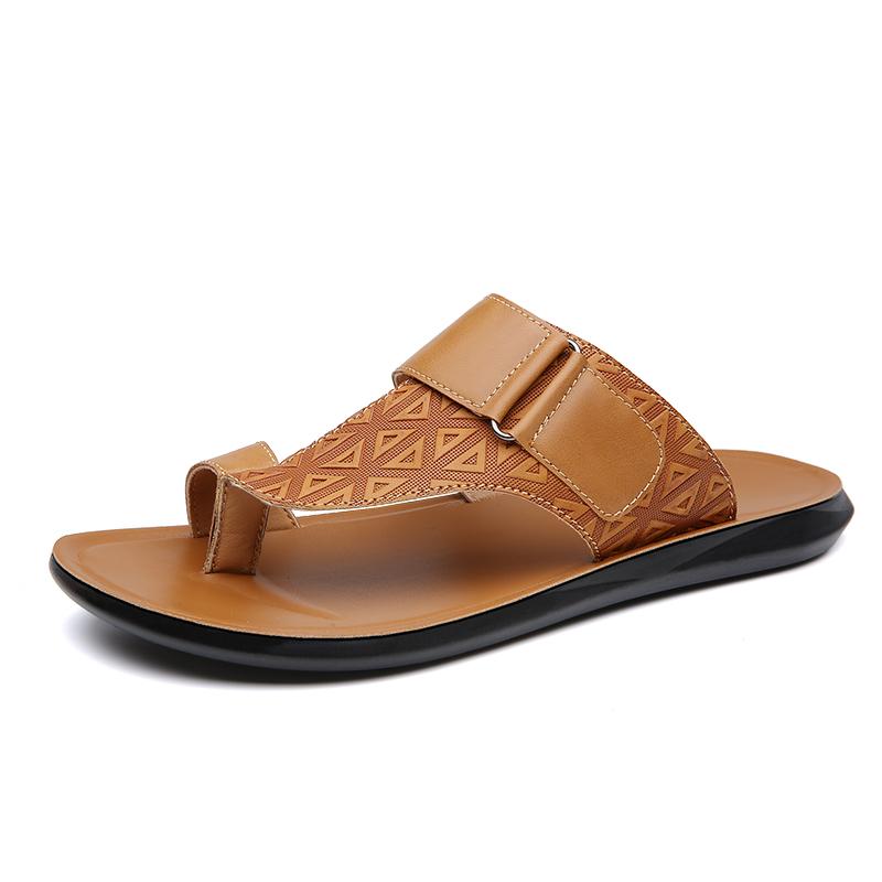 Fashion Non-Slip Casual Leather Mens Slippers Fashion Sandals Lightweight Male Half Drag Quick Dry Men Flip Flops Outdoor Beach Shoes