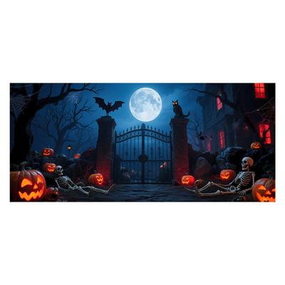 Halloween Garage Door Cover Wear Resist Garage Decorative Banner Reusable Scary Festive Hanging Flag for Outdoor Home Yard Decor