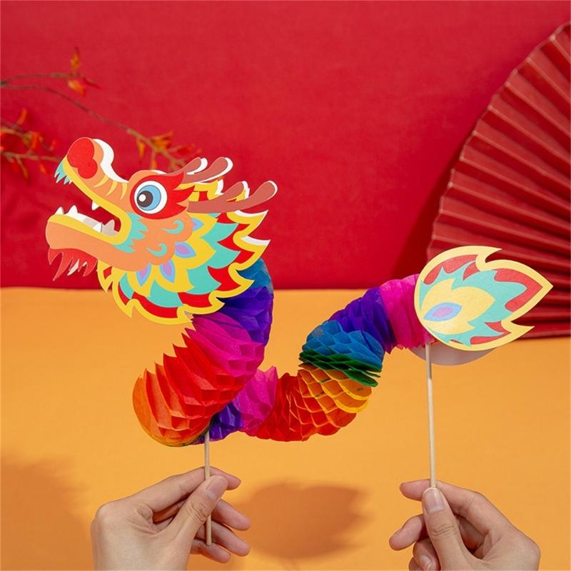 Paper Dragon Puppet Kits Paper Dragon Toy Chines New Year Supplies