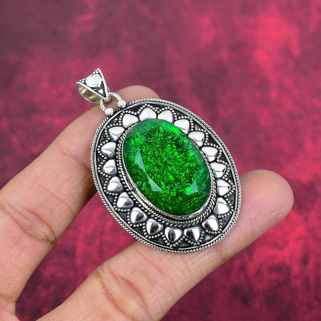 Grüner australischer Doublet-Opal 925 massiv Sterlingsilber Anhänger, handgefertigter Edelsteinanhänger Schmuck, Geschenke für Ehefrau brandneuer Anhänger