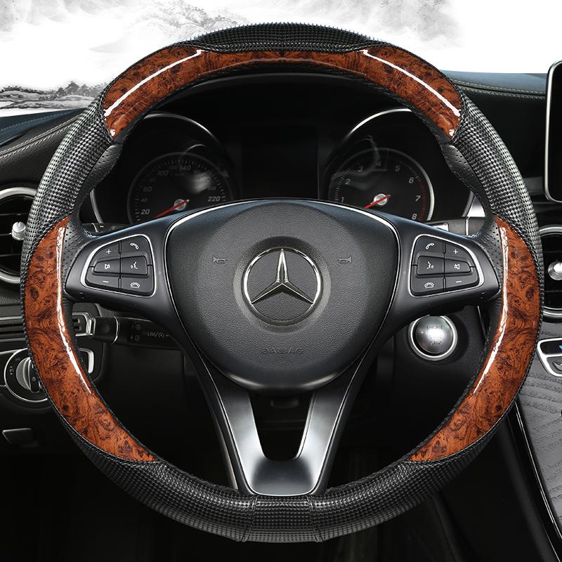 New Panda Peach Wood Steering Wheel Cover Anti-slip Wear Four Seasons Universal Round Handle Cover