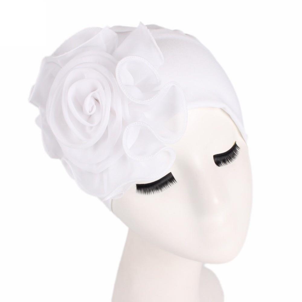 Big Flower Side Flower Ramadan Hijab Elastic Head Wrap Cap Women s Turban Cap  Ladies Headwear