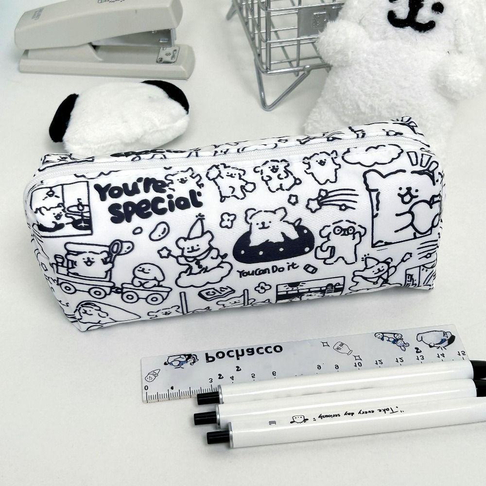 Multifunctional Pen Bag Puppy/Cat Pattern Pen Box High Quality Stationery Bag School Office