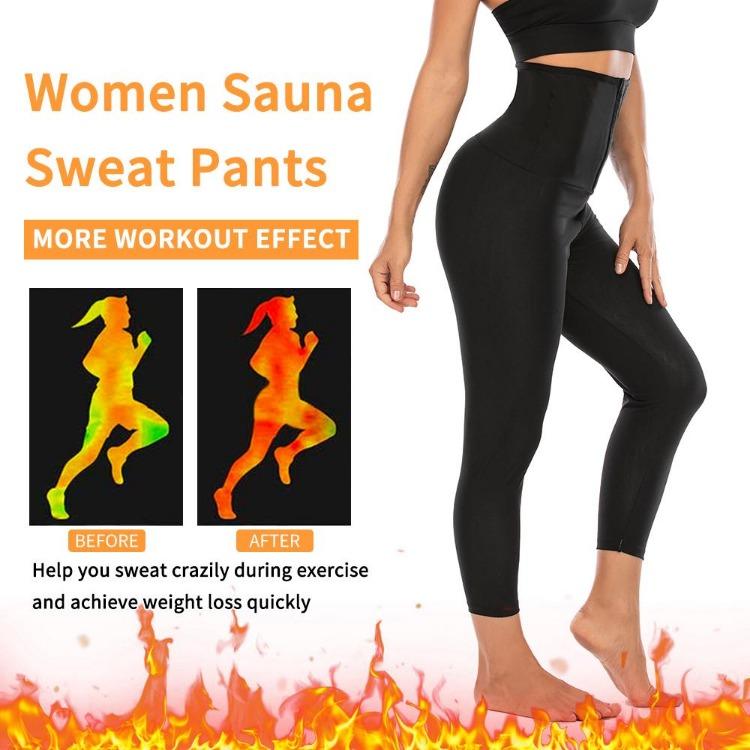 Damer Bantande Thermo Svettbyxor Magkontroll Träningsleggings Kroppsformare Träning Bastu Kompr Byxor