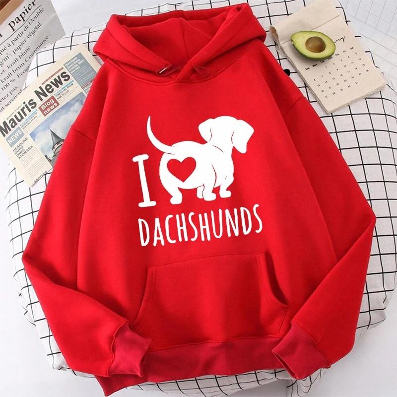 High Quality Hoodie New I Love Dachshund Print Hoodie Women Minimalist Daily Top Pullover Selection Fall Breathable Women Hoodie