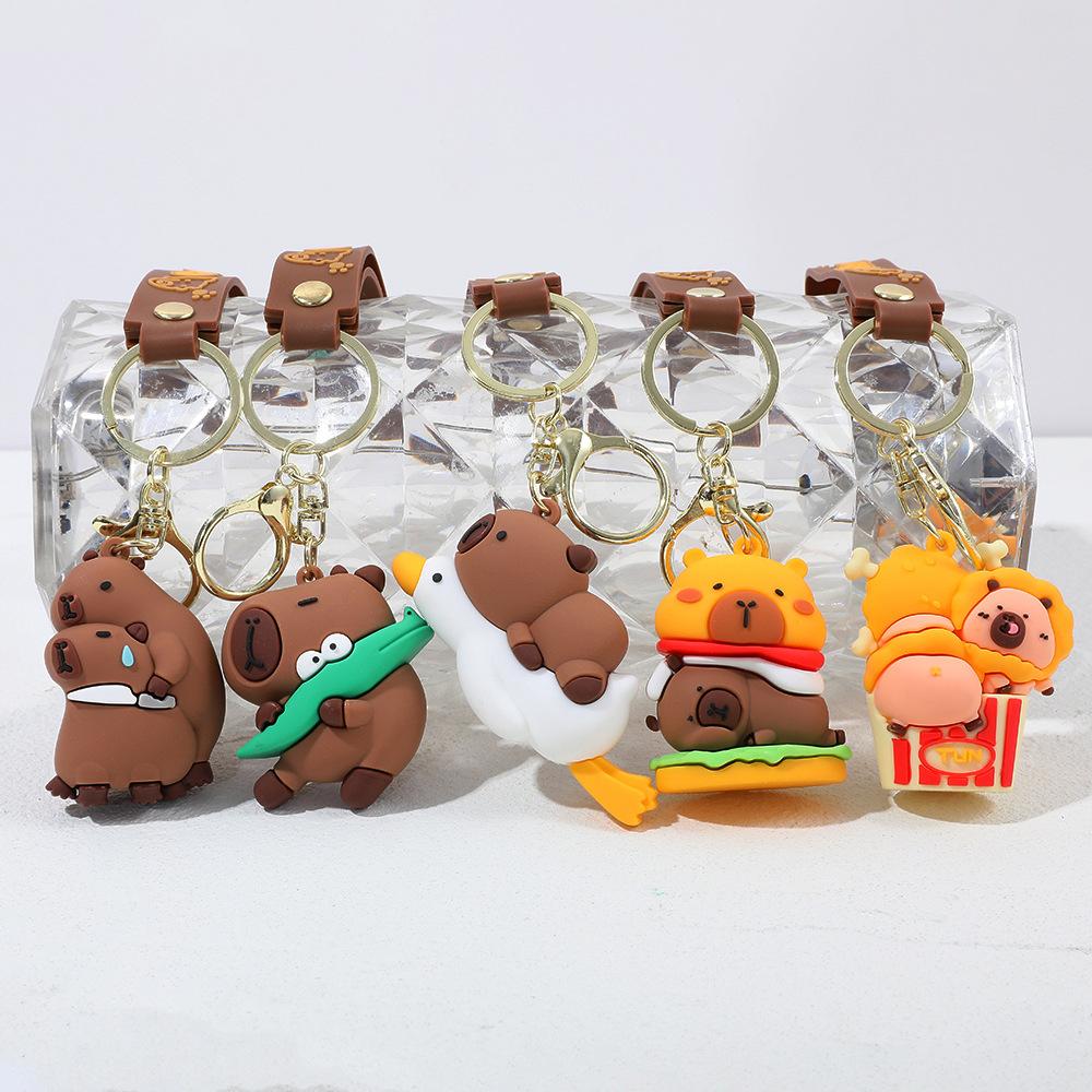 Creative Cute Capybara Keychains For Car Keychain Anime Cartoon Capibala Pendant Women Doll Keyring Charm Holiday Gifts Jewelry