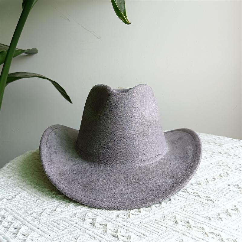 Suede Purple Cowhead Cowboy Hat New Large Size Cowboy Hat Suede Material Water Drop Top Men's and Women's Knight Hat 2023