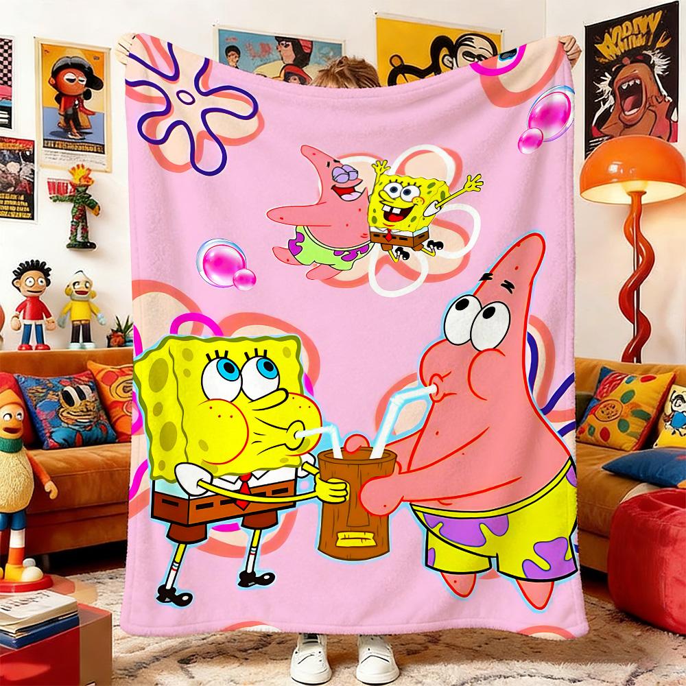 S-SpongeBobs Anime-Decke Doppelbett Decken für Baby Zuhause und Dekoration Tagesdecke die Schlafsofa-Tagesdecken Picknickdecke & Überwürfe
