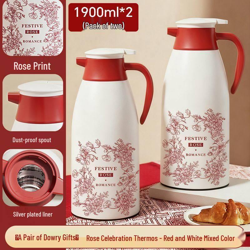Elegant Red Wedding Thermos Pair - 2025 New Style Warm Water Bottles for Newlyweds
