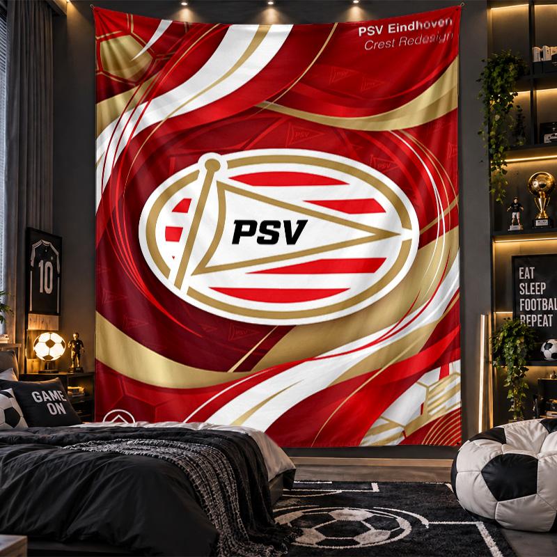 Wandbehang Wandteppich PSV Eindhoven FC Druckstoff für Wohnzimmer Schlafzimmer Heimdekoration