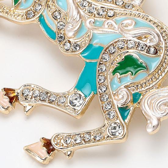 Fargerik Hest Brosje Strassbesatt Legering Hest Slagpin Dyr Brosjepin Antrekkstilbehør for Klær Hatter Vesker Skjerf