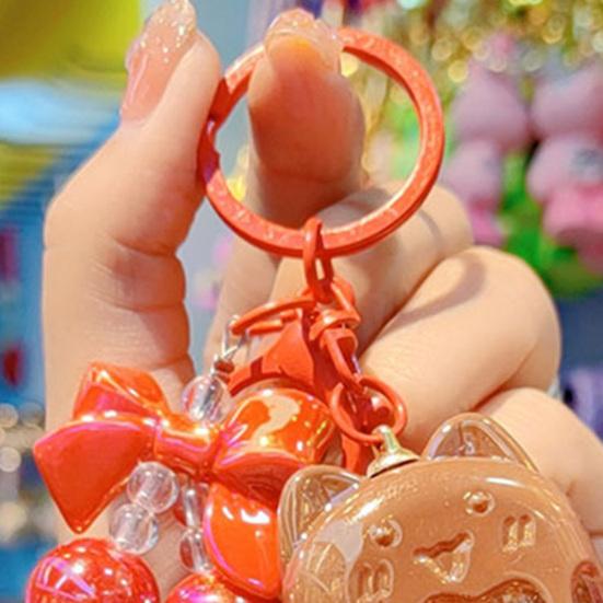 Cat Popsicle Keychain Heart Flower Bead Keychain Cute Transparent Popsicle Pendant Backpack Purse Charm Gift for Women Girls