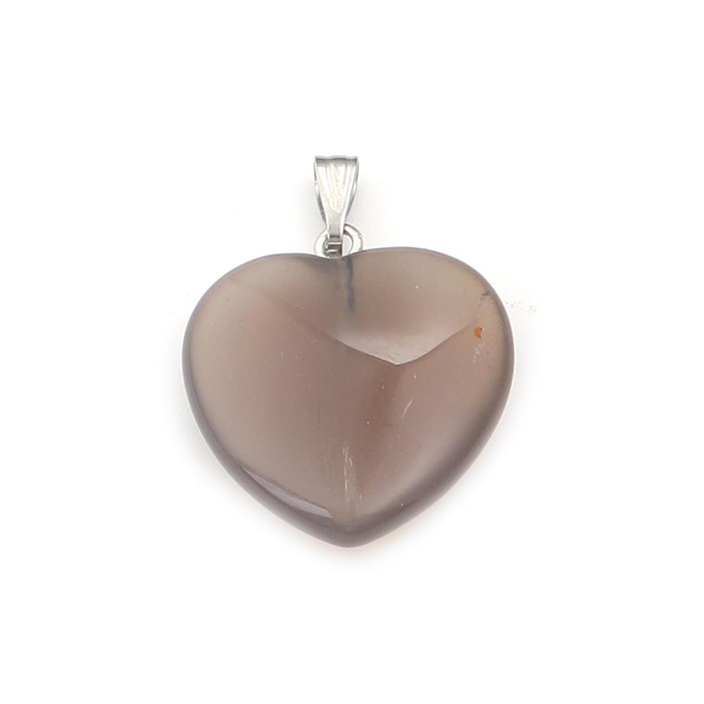 Herzförmiger Naturstein Anhänger Tigerauge Amethyst Jade Kristall Stein Charms Für DIY Exquisites Halsketten Schmuckzubehör