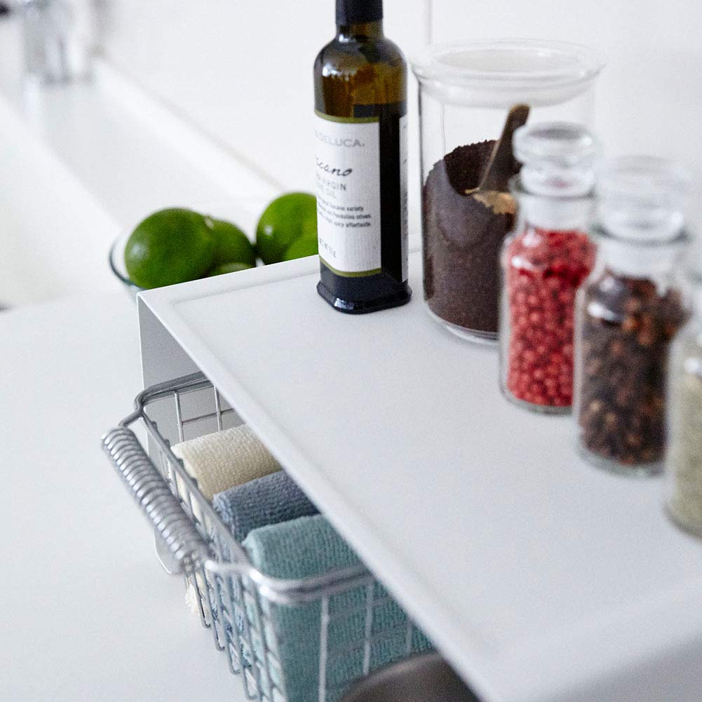 Yamazaki Torn Stapelbar Köksställ i Stål, L-format, Stort, Vitt, Ca. 12,5" B x 8,8" D x 5,5" H, Modell 3791