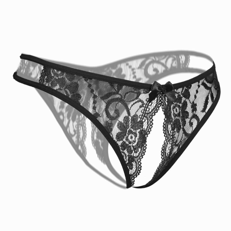 Sexy Underwear Women Thong Bragas Sexy Panties Thong Lace Transparent Hollow Open Crotch Low Waist Word Pants Ladies Briefs