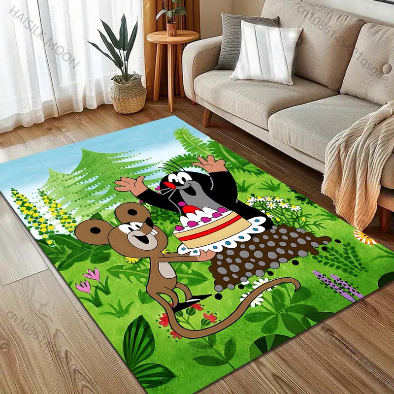 Alfombra de dibujos animados con estampado de Topito para Sala de Estar, Dormitorio, Sofá, Felpudo Decorativo, Alfombra de Área para Mesa de Sofá, Alfombrilla Antideslizante para el Suelo para Regalos