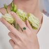 Imitation Natural Green Tourmaline Square Diamond Ring, Temperament Apple Green Daily Beauty Treasure Open Ring