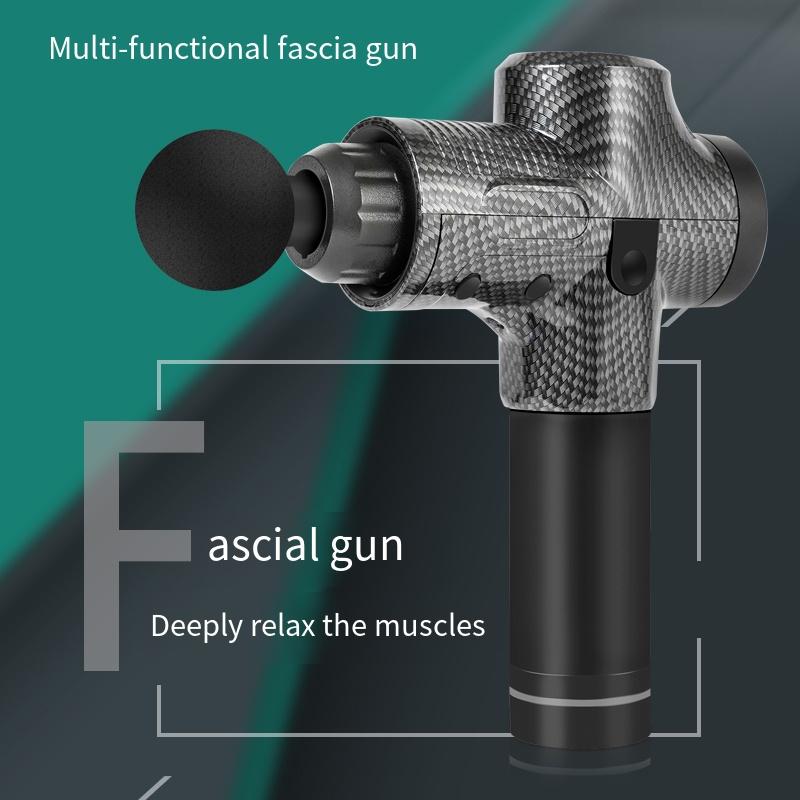 Fascia Gun Carbon Multi Force Adjustment Impact Massage Deep Muscles Neck Back Deep Tissue Muscle Relaxation Pain Relief Fitness