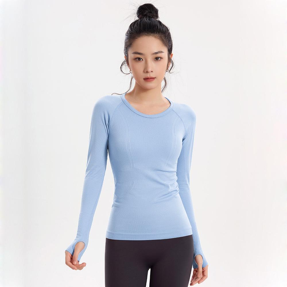 Women's Slim Fit Long Sleeve Quick Dry Round Neck Sportswear Top for Autumn/Winter Yoga & Running. Breathable Fitness Clothing.