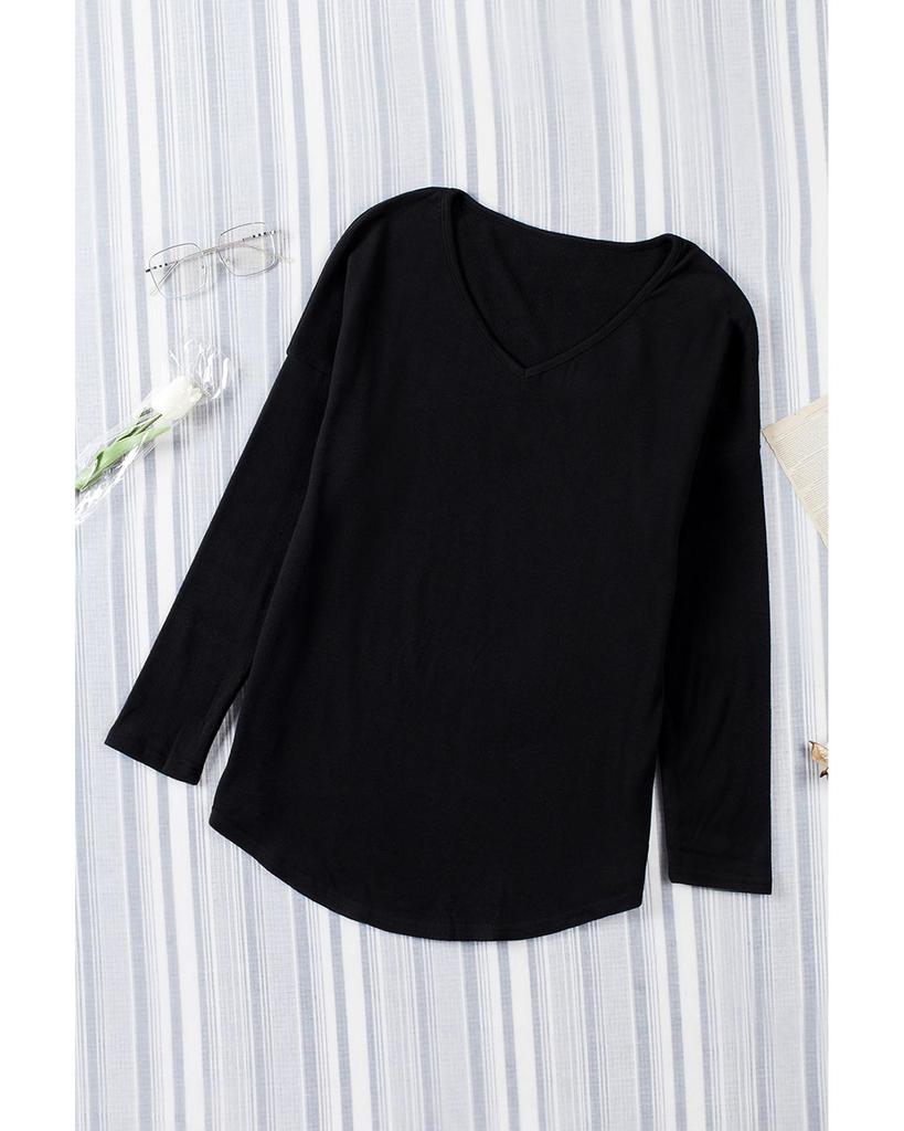 Azura Exchange V Neck Long Sleeve Knit Top