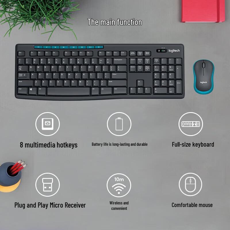 Logitech MK275 Full-Size Wireless Keyboard and Mouse Combo