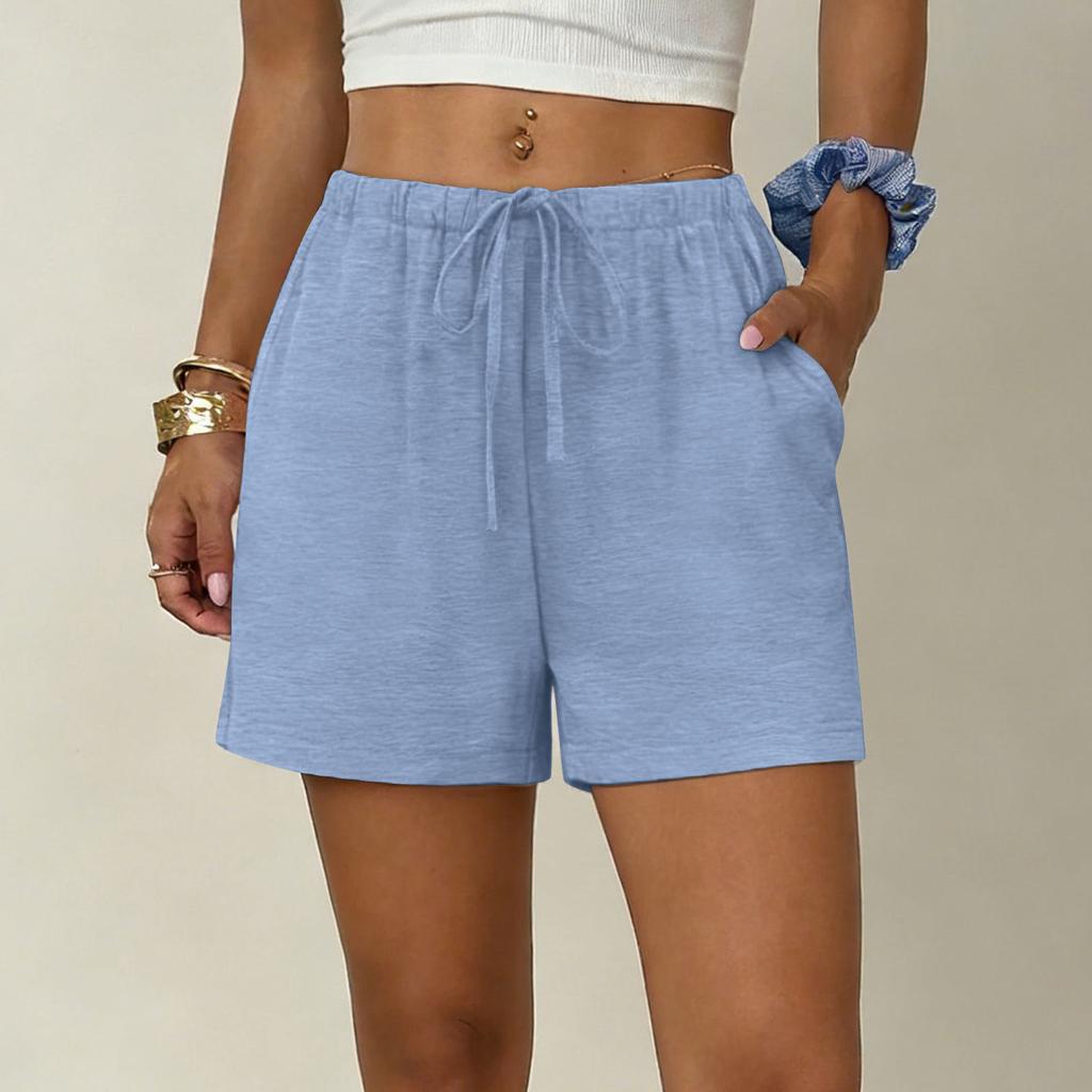 Women's Soft Cotton Linen Shorts Pockets Soft Button Closure No Zipper Slim Fit Shorts