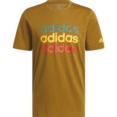 Letter Logo Print Solid Color Round Neck Short Sleeve T-Shirt Men Tops Brown HS2525