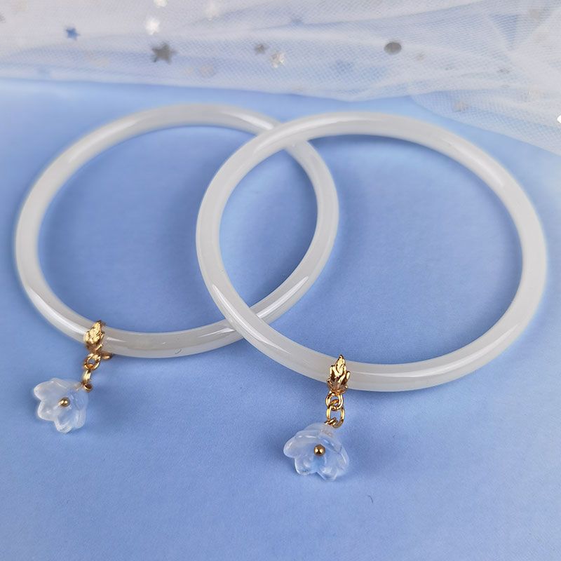 

Стеклянный хрустальный браслет в китайском стиле, халцедон, женский, костюм хань White Lily of the Valley Bracelet a pair (T52)