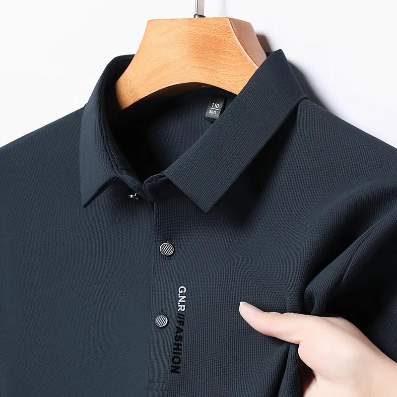STORN Men's Short Sleeve Solid Color Polo Shirt Breathable Comfortable Elastic Top New Arrivals Casual Business Style