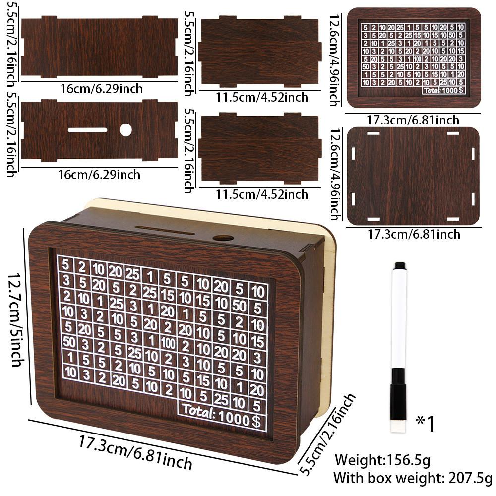 

Money Unique Wooden Box With Counter Perfect For Saving Dollars And Euros Style With Brown 1000
