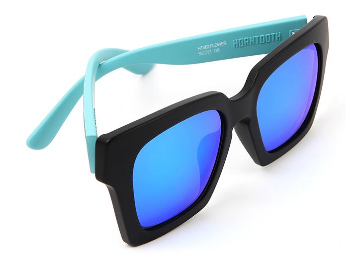 Sodamon Horn-Rimmed Sunglasses Fashion Black Sunglasses Mirror Sunglasses Ht602-C08(Fy-Bu)