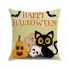 Halloween! Watercolor pumpkin black cat Digital printing short plush pillow covers for car sofa office cushion cover home goods