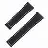 HY Hao Ya Men's Genuine Leather & Nylon Canvas Watch Strap with Velcro Closure, Available In 20mm and 22mm Sizes.